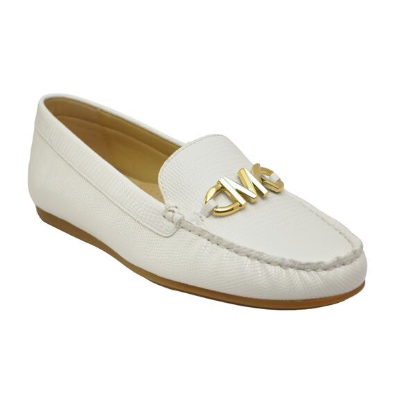 Michael Kors Reed Iguana Faux Leather Loafer Moc Moccasin Optic White 7.5 Nib - Picture 1 of 7